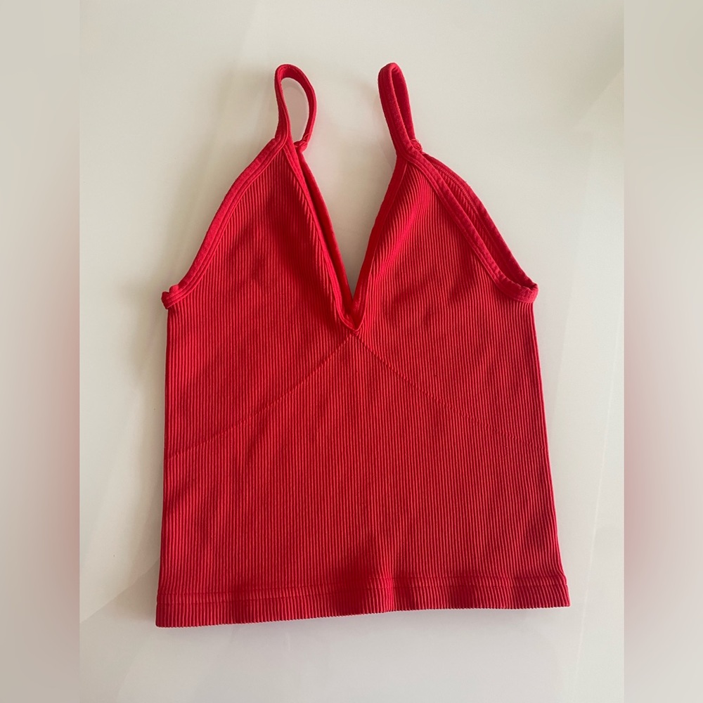 Happiness Runs V-neck Tank- seamless ribbed athletic tank